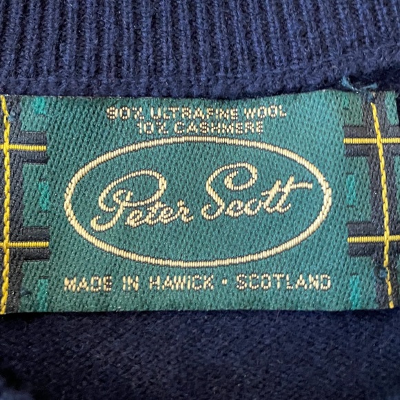 Peter Scott Wool Cashmere Men's Sweater Scotland Navy Red Argyle Size XL - Picture 5 of 5